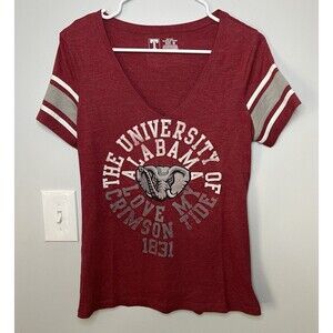 University of Alabama Roll Tide Women’s V-Neck T-Shirt Size M Crimson Tide 1831